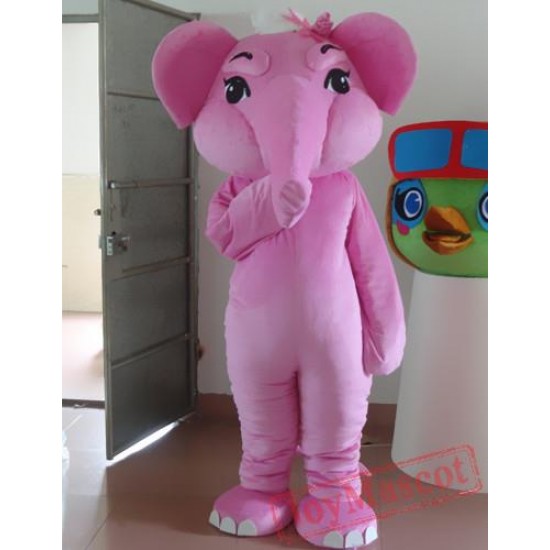 Pink and white elephant mascot. Elephant mascot