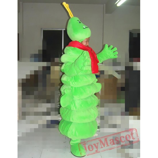 Cartoon Green Worm Mascot Costume