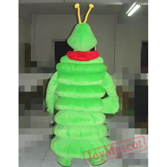 Cartoon Green Worm Mascot Costume