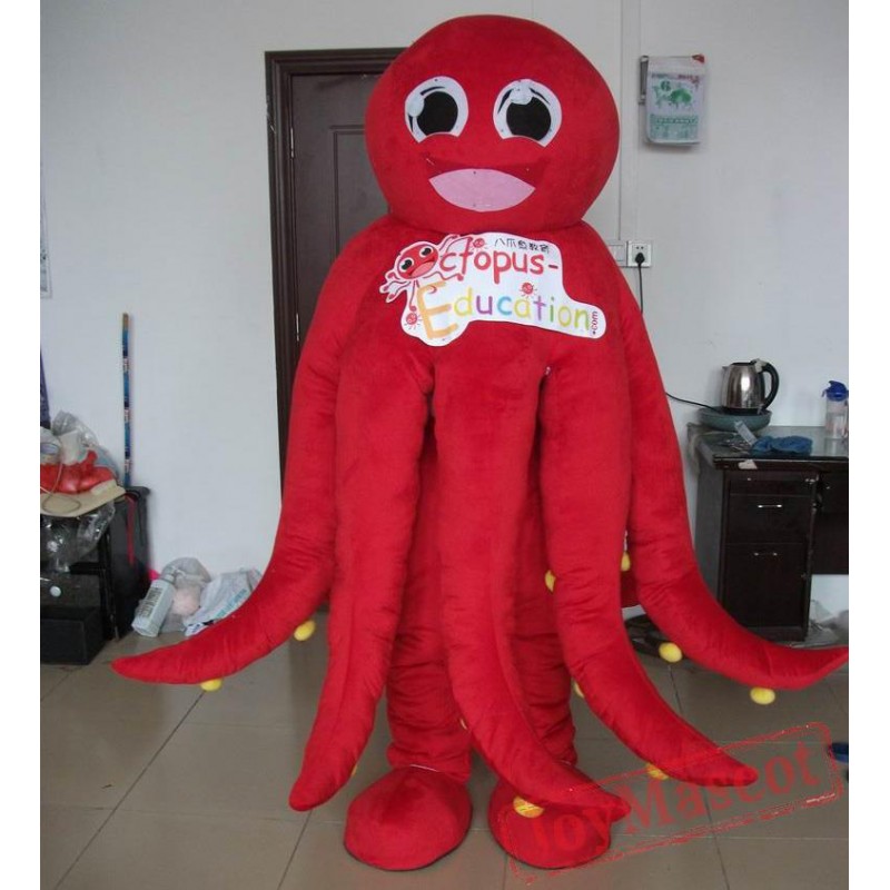 Adult Red Octopus Mascot Costume