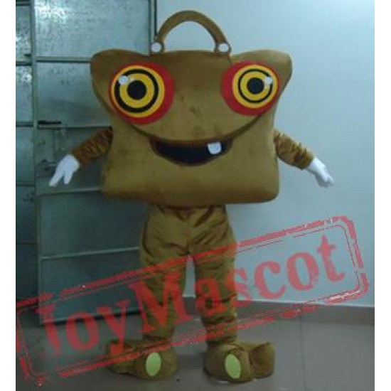 Big Eyes Brown Handbag Mascot Costume Adult Handbag Mascot