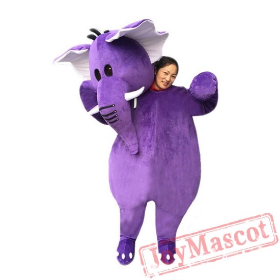 Purple and white elephant mascot